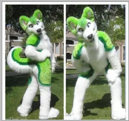 2019 Yrke Made Green Husky Fursuit Mascot Costume Plysch Adult Size Cartoon Fancy Dress Costume For Halloween Party Event