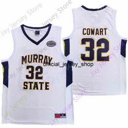 2020 Neues Murray State College Basketballtrikot NCAA 32 Cowart Weiß Alle Nähte und Stickereien Herren Jugendgröße