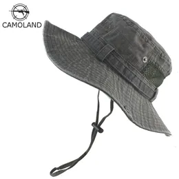 100% Cotton Men's Bucket Hats Summer Outdoor Bob Panama Safari Hat Washed Sun Hat UV Protection Fishing Boonie Hat Men Women Y200714