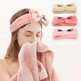Trendy Letter OMG Bow Headband New Coral Fleece Wash Face Hairband For Women Girl Handmade Soft Turban Hair Accessories Headwear