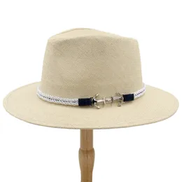 Moda Donna Uomo Cappello Panama Uomo Paglia Cappelli a tesa larga da sole Papà Lady Trilby Gangster Fedora Maschio Jazz Sombrero Cap Y200714