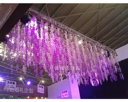 New 2018 White Artificial Hanging Orchids Fake Silk Flower Vine For Wedding Backdrop Party Decoration Supplies free shipping