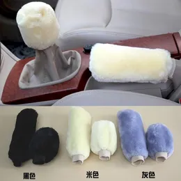 Car Handbrake Grip Covers Gear Shift Knob Cover Handle Plush Sleeve Winter Black Soft Warm Hand Brake Auto Interior Accessories