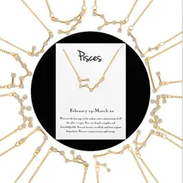 12 Constellation Zodiac Necklace Horoscope Sign Zircon Korean Jewelry Star Galaxy Libra Astrology Women Necklace Gift with Retail Card DHL