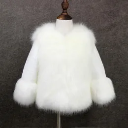 ジャケット2021女の子の毛皮のコートエレガントな幼児の女の子のファックス厚さの王女のパーカーキッズスノースーツ暖かい冬の子供たち