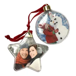 Sublimation Christmas Ornaments Round Ball Shape Personalized Custom Consumables Supplies Hot Transfer Printing Mterial Xmas