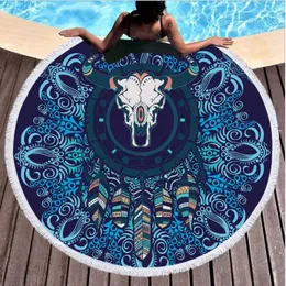 Printed Goat Beach Towel Round Microfiber Towels Large Blanket Picnic Yoga Mat Travel bathtowel Tablecloth Toalla De Playa
