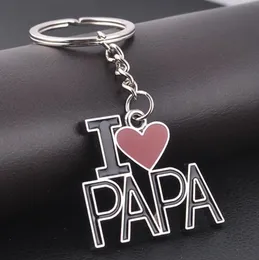 Letter I LOVE MOM PAPA keychains metal key rings mother's day gift souvenir key chain personlized heart key holder Car Accessories