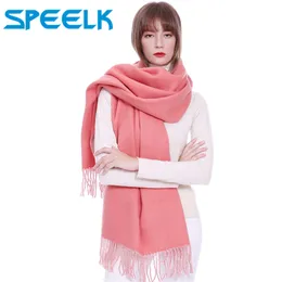 Lamb Cashmere Scarf Women Winter Soft Double-Sided Cashmere Shawl Solid Color Versatile Wool Fringed Wraps Dropshipping