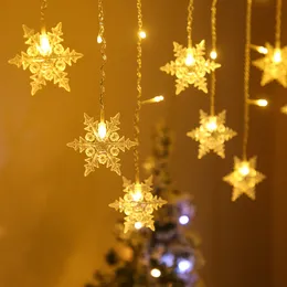 LED Boże Narodzenie Światła Sznur Ssawka Wisząca Lampa Star String Lights Okno Dekoracje Dekoracje Światła Dzwonki Snowflake Drzewo 30 sztuk T1i3044