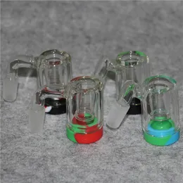 Hookah Glass Bong Ash Catchers 14mm Bubbler AshCatchers 45 90 Degree Ashcatcher Water Pipes silicone wax container