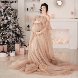 Plus Size Pregnant Women Evening Dress Champagne Off The Shoulder Long Sleeves Corset Long Formal Dresses Mother And Daughter LJ201119