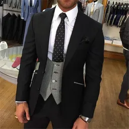 Latest Design Wedding Costume Homme Mariage 3 Pieces Mens Suits With Pants Suit Men Custom Made Slim Fit Groom Suit Black1