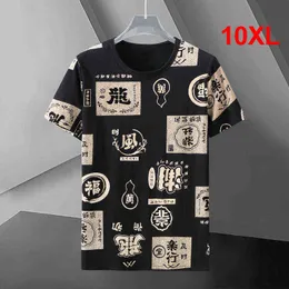 Magliette con stampa cinese Uomo T-shirt oversize Top T-shirt larghe estive Maschile Streetwear Moda Graffiti Manica corta Plus Size 10XL G1229