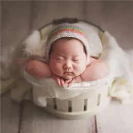 Pastel Cute Girl Bonnet born Knit Hat Mohair Infant Cap Baby Rainbow Beanie Pography Props