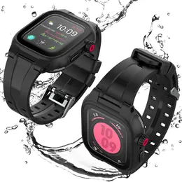 Черный спортивный экран протектор водонепроницаемый чехол для Apple Watch Case Series 6 SE 5 4 3 Силиконовая полоса ремешка для iWatch 44 мм 42 мм