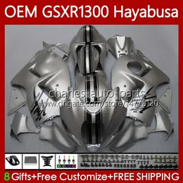 Kroppsinjektion för Suzuki GSXR 1300 CC Hayabusa GSXR1300 08 2008 2009 2010 2011 2012 2013 77NO.220 1300cc GSXR-1300 14 15 16 17 18 19 GSX R1300 08-19 Fairing Gloss Silvery