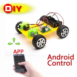 DIY Plastik Modeli Kiti Cep Telefonu Uzaktan Kumanda Oyuncak Seti Çocuklar Fizik Bilim Deney Montajlı rc arabalar radyo kontrolü LJ200918
