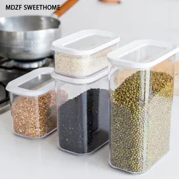 MDZF SWEETHOME Airtight Food Storage Box Container Food Storage Jar Durable Containers Acrylic with Lid Kitchen Accessories 201030