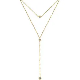 Einfache Y-Form Design Edelstahl dünne Kette Kristall Anhänger Halskette für Frauen Strass Kristall Halsband Schmuck Geschenke G220310