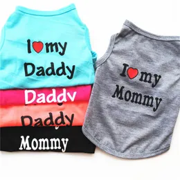 Pet Dog Clothes Spring Summer Dog Vest T-Shirt I LOVE MY MOMMY Daddy Dog Shirt Pet Costume For Puppy