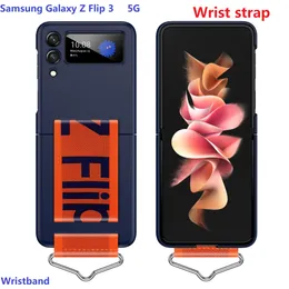 Wristband Cases For Samsung Galaxy Z Flip 3 4 5 Flip4 Flip5 Case Hard Protection Holder Wrist Strap Plastic Back Cover