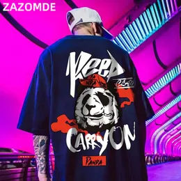 Zazomde Hip Hop Tees Рубашка Panda Print Хлопок с коротким рукавом Свободные Cool Men T Рубашка Повседневная O-Sece Лето Мужская Панк футболка Мода LJ200827