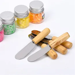 Cheese Knife 10cm Stainless Steel Butter Knife With Wooden Handle Cheese Dessert Sauce Jam Spreader Spatula Tool M DREAM B ZEG