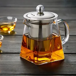 Kawa Zestawy herbaty Wyczyść borokrzemian szklany czajniczek ze stali nierdzewnej Filtr samochodowy odporne na ciepło luźny liść garnek herbaty