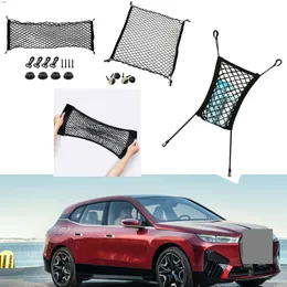 Für BMW iX Modell Auto Auto Schwarz Hinten Trunk Cargo Gepäck Organizer Lagerung Nylon Plain Vertikale Sitz Net