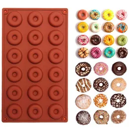 Baking Moulds 1pc 18 Mini Silicone Doughnut Baking Molds Cake Chocolate Biscuit Candy Soap Silicones Mould Donuts Dessert Mold WH0257