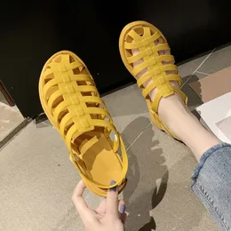 Women Flat Sandals Summer Fashion Casual Women's Slippers PU Button Non Slip Woman Beach Shoes Ladies Two Wear Comfort Female Q1223