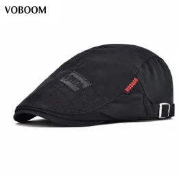 Berets VOBOOM Black Cotton Beret Men Women Casual Solid Ivy Flat Cap Large Head Size Adjustable Boina Hats 1001