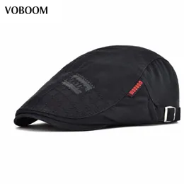 Berretti VOBOOM Berretto in cotone nero Uomo Donna Casual Berretto piatto in edera solida Testa grande regolabile Cappelli Boina 1001