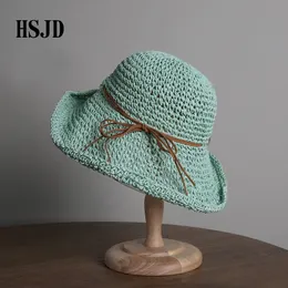 Female Handmade crochet Large Wide brim Foldable Straw Hats for Women Summer anti-uv sun hat beach sea Women's hats new Y200602