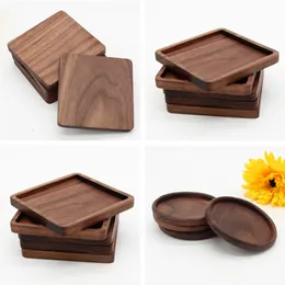 Wooden Coasters Black Walnut Cup Mat Bowl Pad Coffee Tea Cup Mats Dinner Plates Kitchen Home Bar Tools Coasters for Wooden Table Wholesale