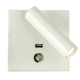 Topoch infällda vägglampor LED -ljus vardagsrum foajé sovrum lampa justerbar läsning Spotlight Switch On/Off med USB -laddare 5V 2A Metal Made Sconces