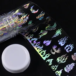 3D Holographic Fire Flame Nail Stickers Glitter Laser Flames Nail Art Decorations Foil Transfer Stickers Decals Set Nail Tool