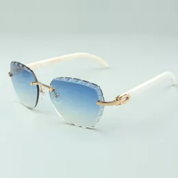designer cutting lens sunglasses 3524019 white natural buffalo horn sticks glasses size: 58-18-140mm