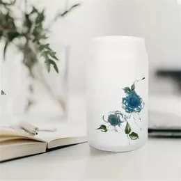 Nowe Sublimacja Szklane Kubki DIY Puste Półki Matowe Wyczyść Cel W Kształcie Kubki Cups Transfer ciepła 15 uncji Koktajl Mrożone Whisky Okulary RRE13047