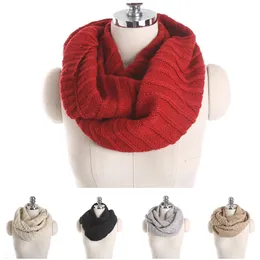 Nya Kvinnor Ring Scarf Kvinnor Vinterull Scarves Neck Wraps Solid Färg Tjockning Varm Krage Bib Scarf Dropshipping