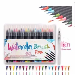 20 Colors watercolor brush pen soft brush pen set watercolor markers liner pen for manga Comic Calligraphy painting art supplies Y200709