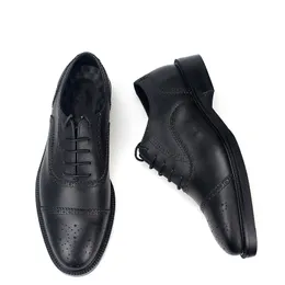 Men Brogue Shoes Oxfords Carved Dress Shoes Black Cowskin Handmade Gentlemen Suit Mens Oxfords