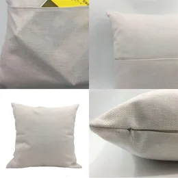 Pocket Pillow Fodral Solid Färg Linne Sublimering Blank Kuddeöverdrag 30 * 30 40 * 40cm Heminredningsfabrik Direkt 6 2YJ M2