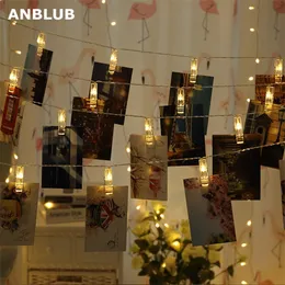 ANBLUB 1M 2M 3M Photo Clip LED Luci della stringa Fata Ghirlanda per Natale all'aperto Capodanno Decorazione Matrimonio Batteria Operated Y201020