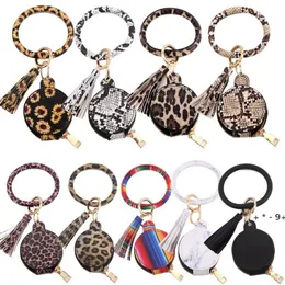PU Leather Tassels Bracelets Keychain Wristlet Earphone Bag Makeup Bag With Mirror Keyring Bluetooth Headset Storage Box RRF13338