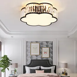 Modern Led Gold Crystal Ceiling Lights Living room decor Creative Black flowers Lamp For Bedroom Kitchen