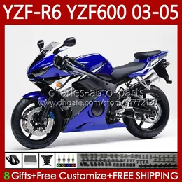 OEM Fairings för Yamaha YZF-R6 YZF R 6 600 CC YZF600 YZFR6 03 04 05 Kropp 95no.82 YZF R6 600CC 2003 2004 2005 Cowling YZF-600 03-05 Motorcykel Bodywork Kit Factory Blue Blk