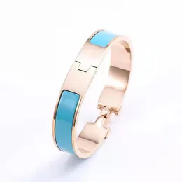 Punhos designer pulseiras pulseira de aço inoxidável esmalte rosa pulseira de ouro para homens e mulheres fivela de festa amantes manguito casamento moda jóias de luxo 14 opções de cores