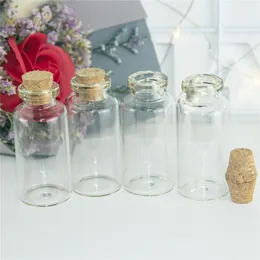 20ml Mini Empty Clear Glass Container with Cork Wishing Perfume Bottles Candy Food Pot Craft Decorative Refillable Vials